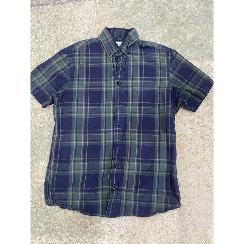 Taylor Stitch Shirt Mens 40 Jack Short Sleeve Green Madras Plaid Button